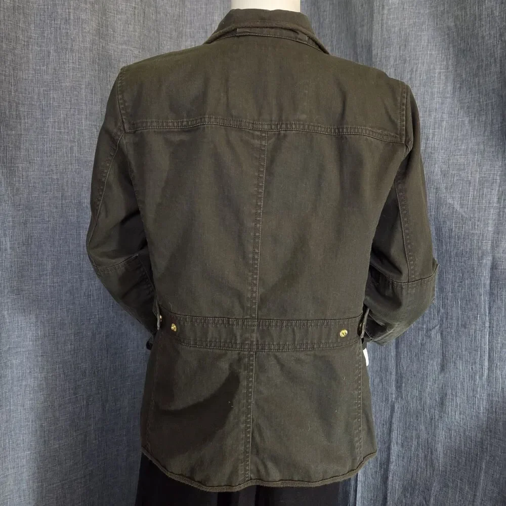 J. Crew Relaxed Boyfriend Field Jacket Lt Resin Coated Womens S Moss 27584